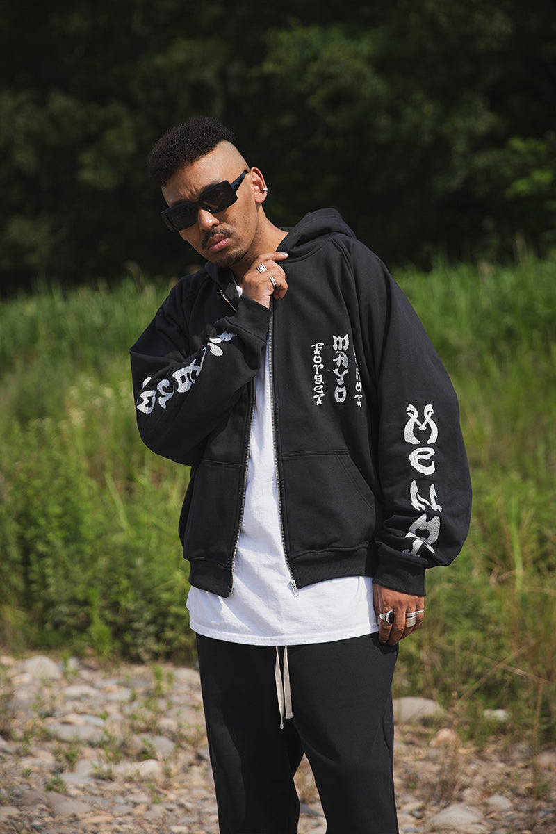 FORGET ME NOT EMBROIDERY ZIPUP HOODIE