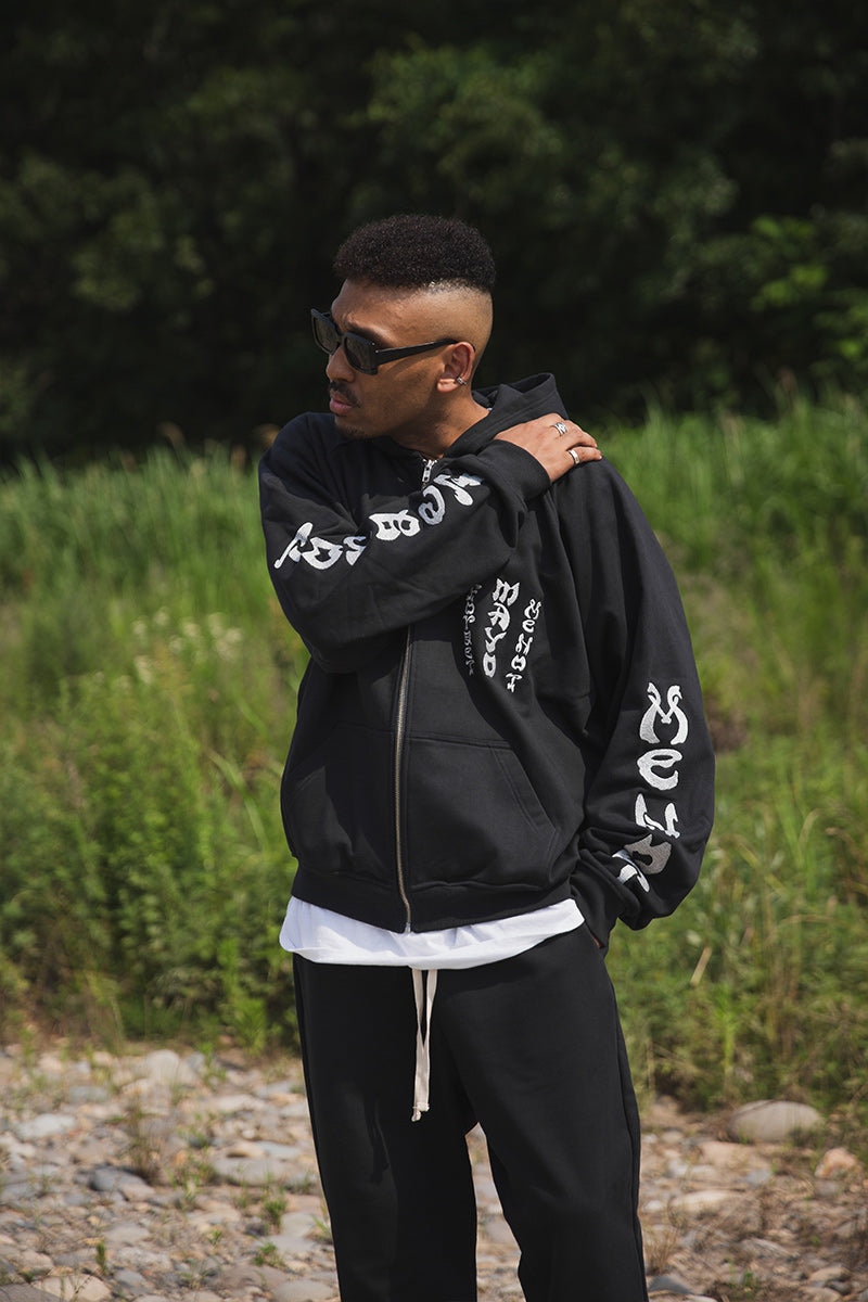 FORGET ME NOT EMBROIDERY ZIPUP HOODIE