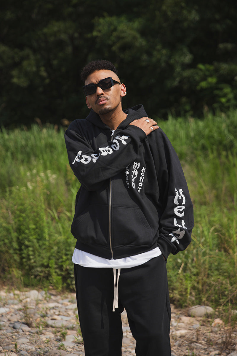 FORGET ME NOT EMBROIDERY ZIPUP HOODIE