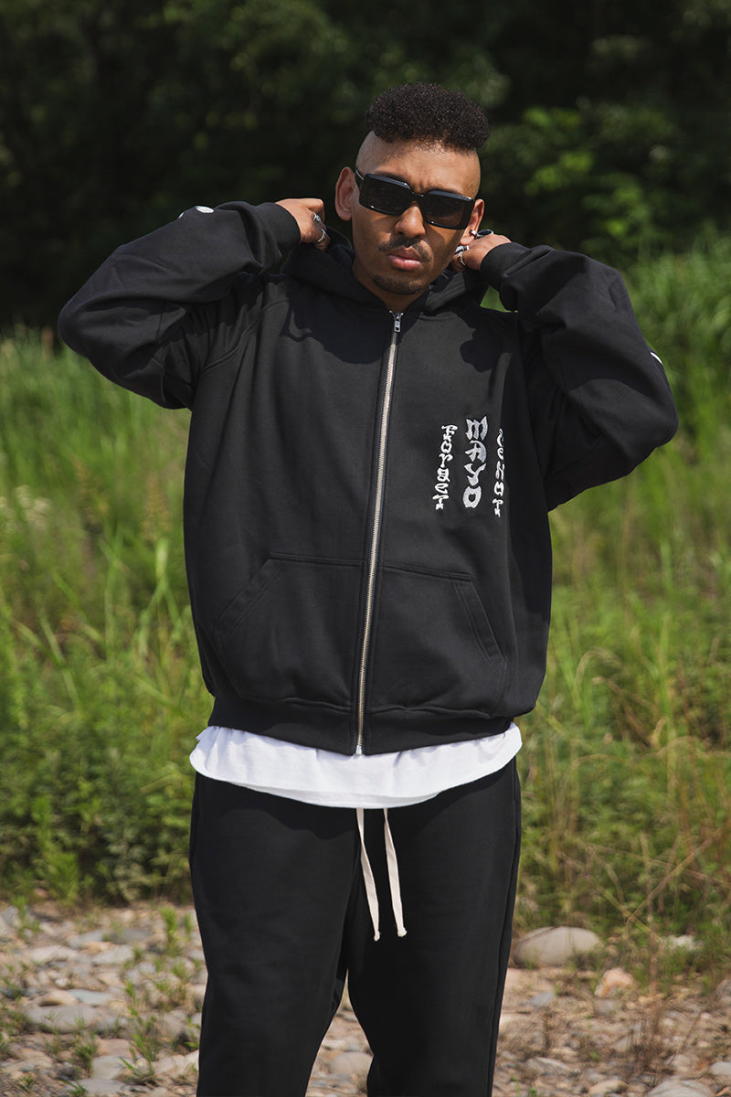 FORGET ME NOT EMBROIDERY ZIPUP HOODIE