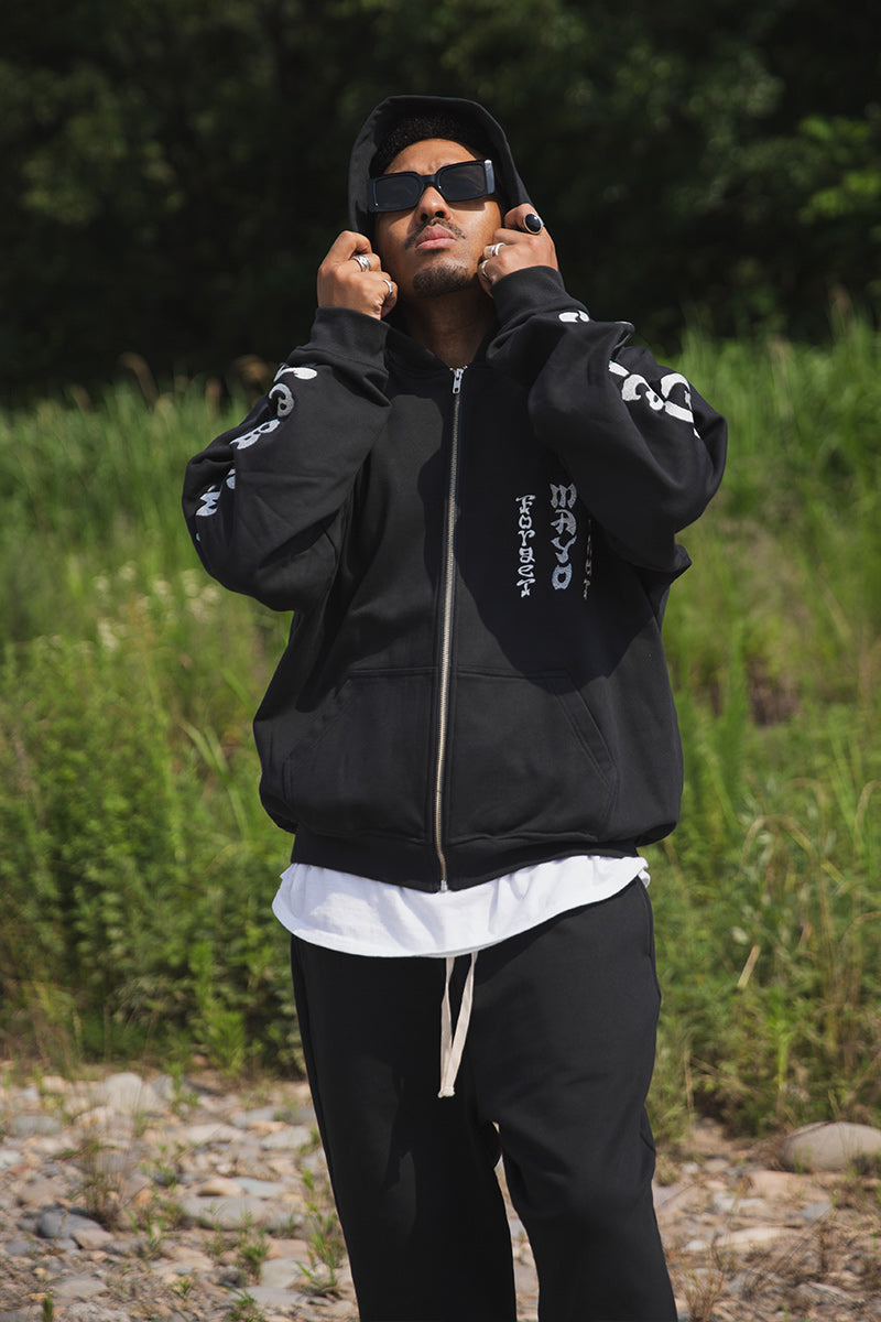 FORGET ME NOT EMBROIDERY ZIPUP HOODIE