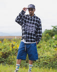 FRONT LOGO EMBROIDERY CHECK SHIRT