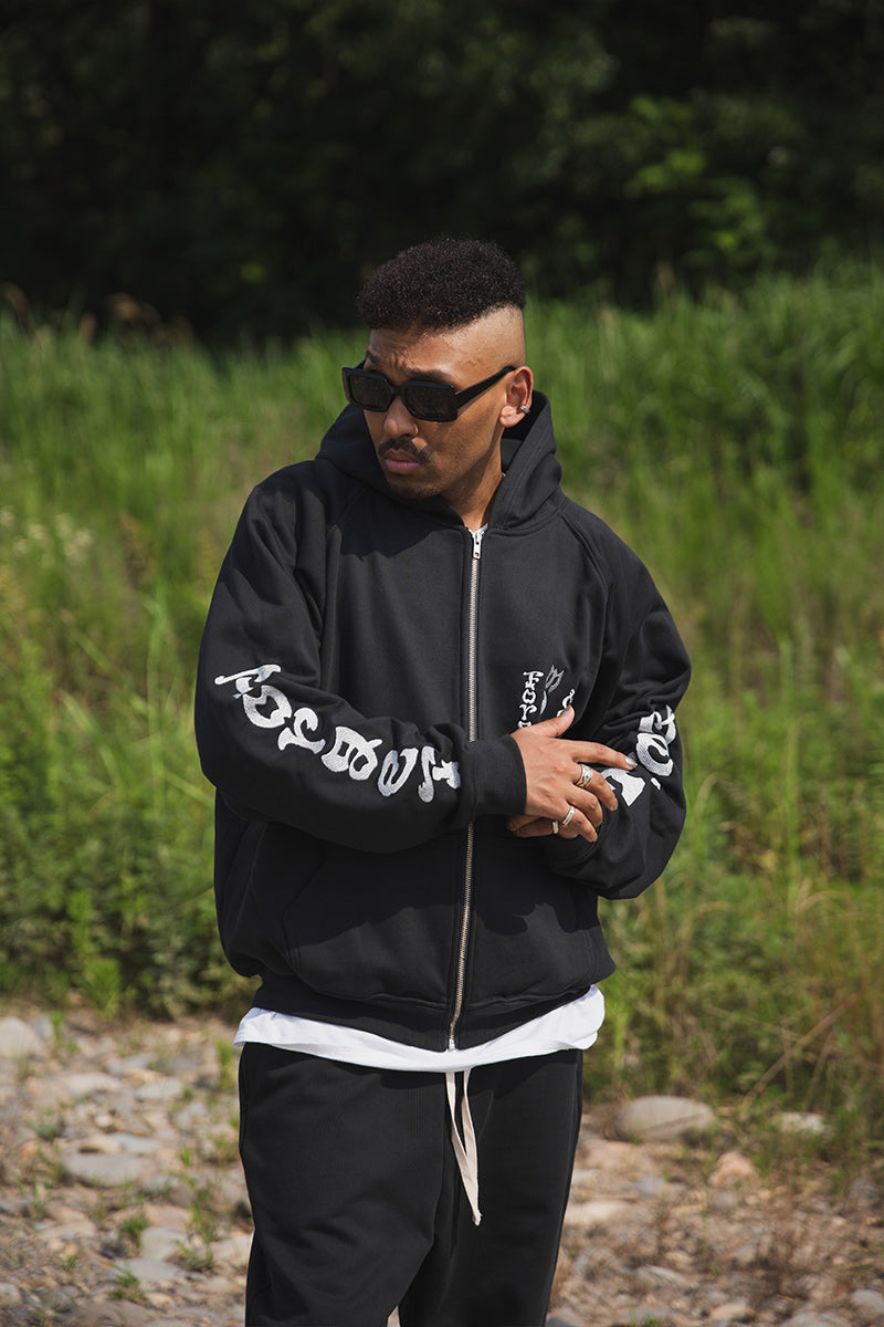 FORGET ME NOT EMBROIDERY ZIPUP HOODIE