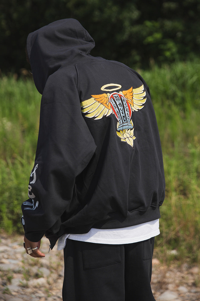 FORGET ME NOT EMBROIDERY ZIPUP HOODIE