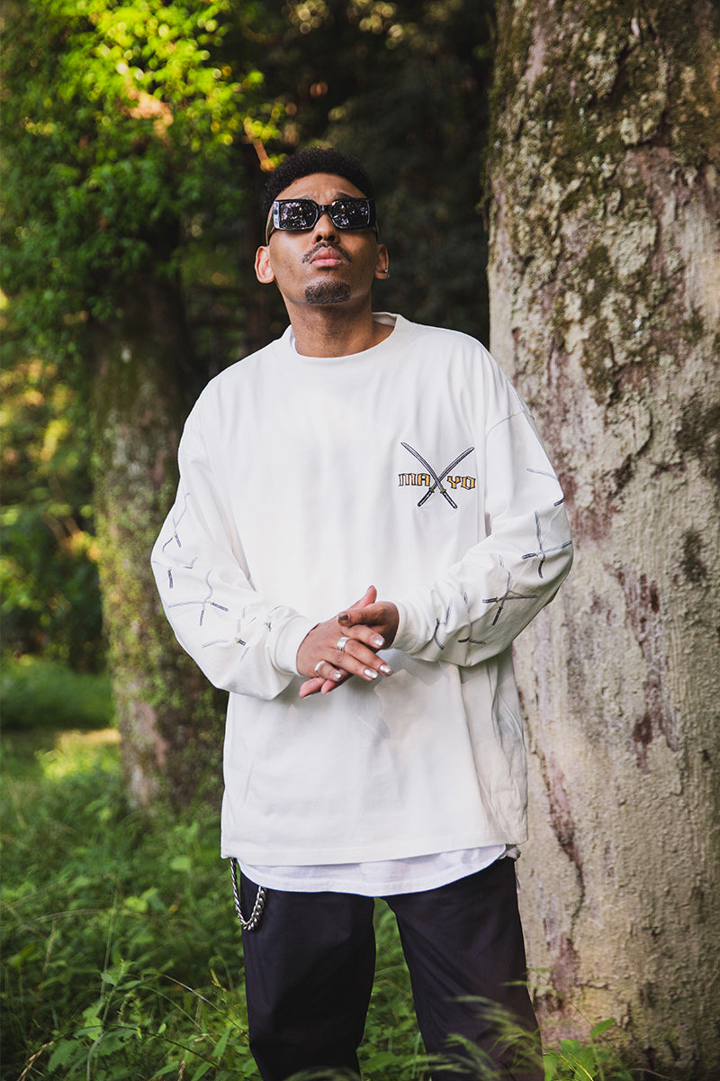 SWORDS SUNSHINE EMBROIDERY &amp; PRINT LONG SLEEVE TEE