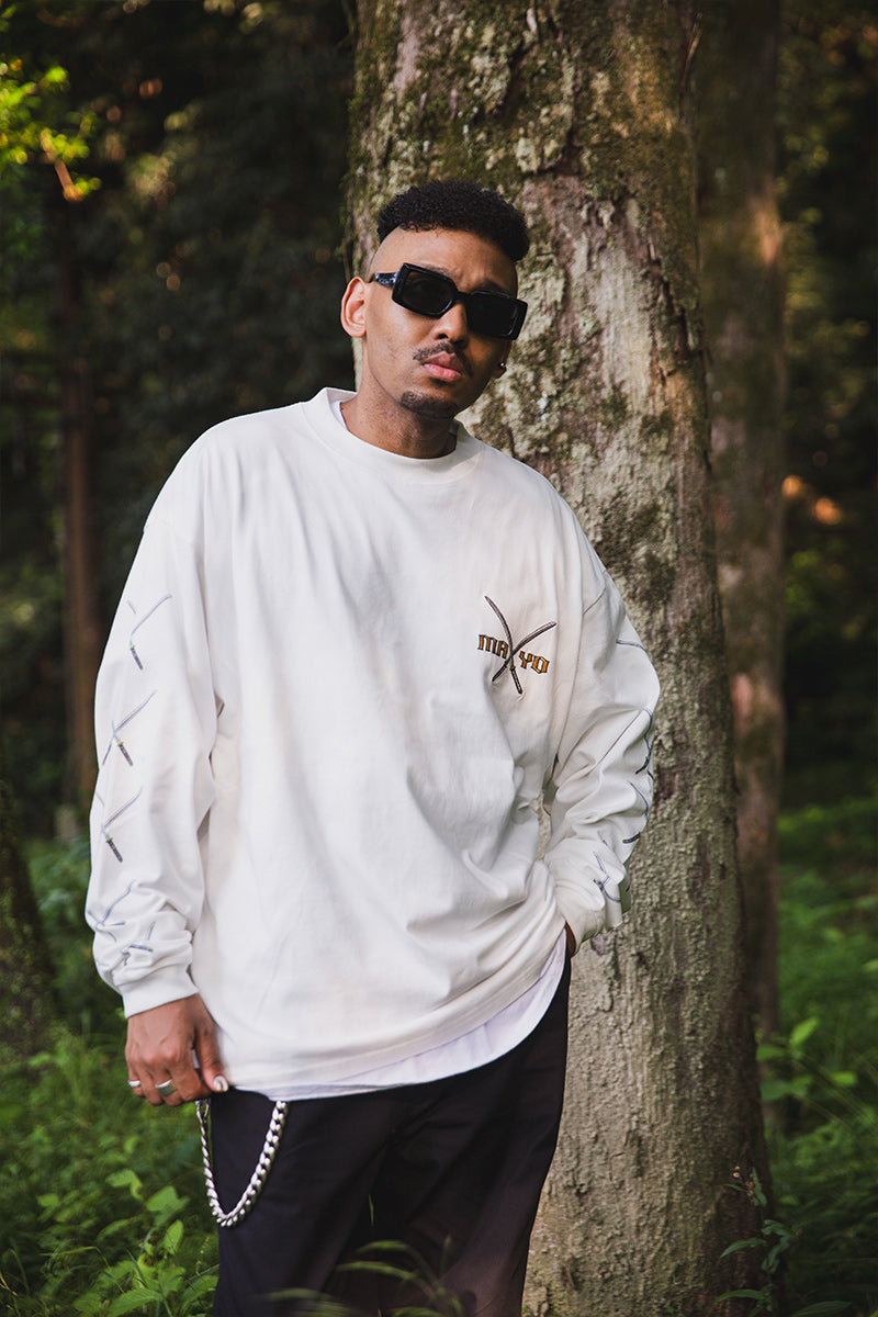 SWORDS SUNSHINE EMBROIDERY &amp; PRINT LONG SLEEVE TEE