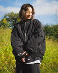 EAGLE  EMBROIDERY NYLON JKT - BLACK