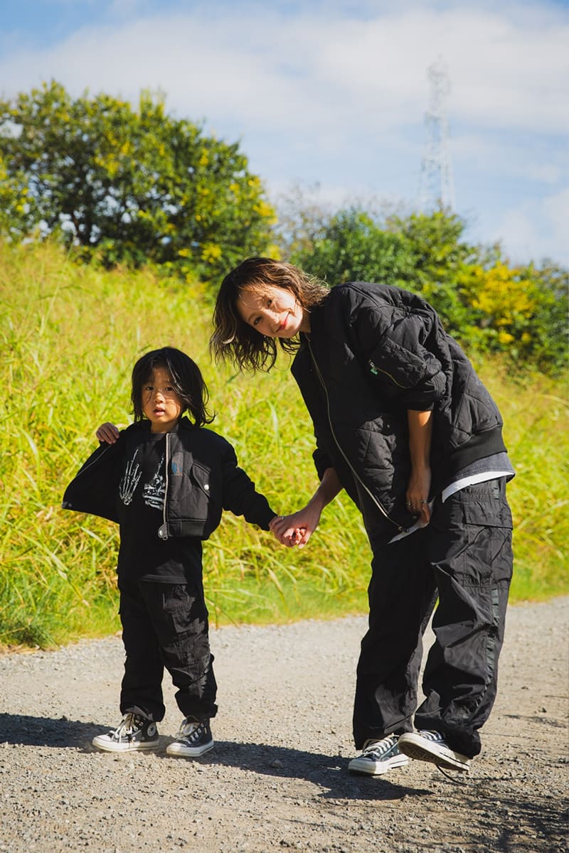 【KIDS】FGMN MAYO EMBROIDERY NYLON CARGO PANTS - BLACK