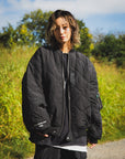 EAGLE  EMBROIDERY NYLON JKT - BLACK