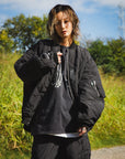 EAGLE  EMBROIDERY NYLON JKT - BLACK