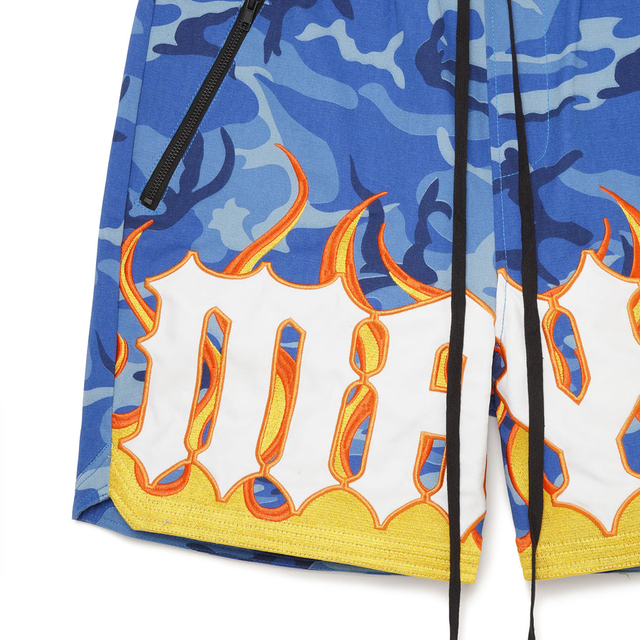 MAYO Fire Eagle Camo Embroidery Shorts - BLUE