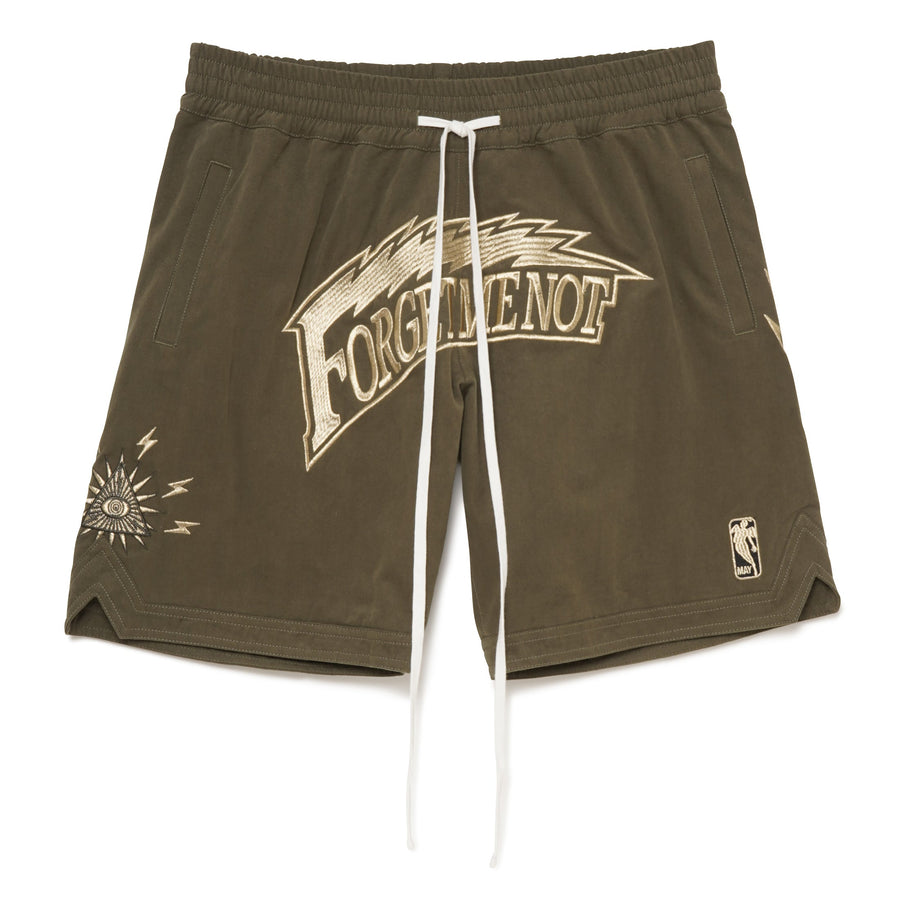 Forget Me Not Thunder Embroidery Shorts - GREEN
