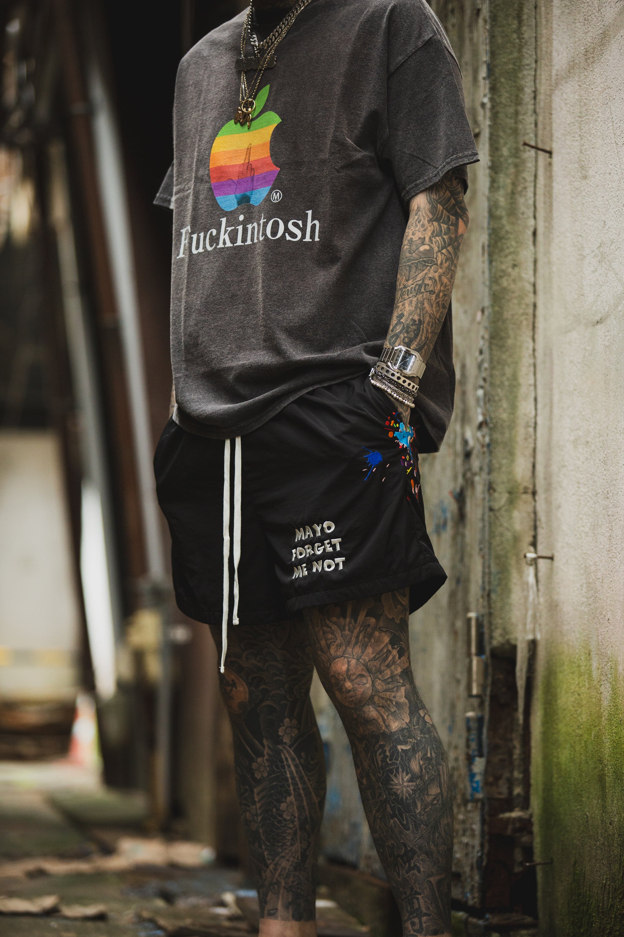 Fuckintosh Short Sleeve Tee - FADE BLACK