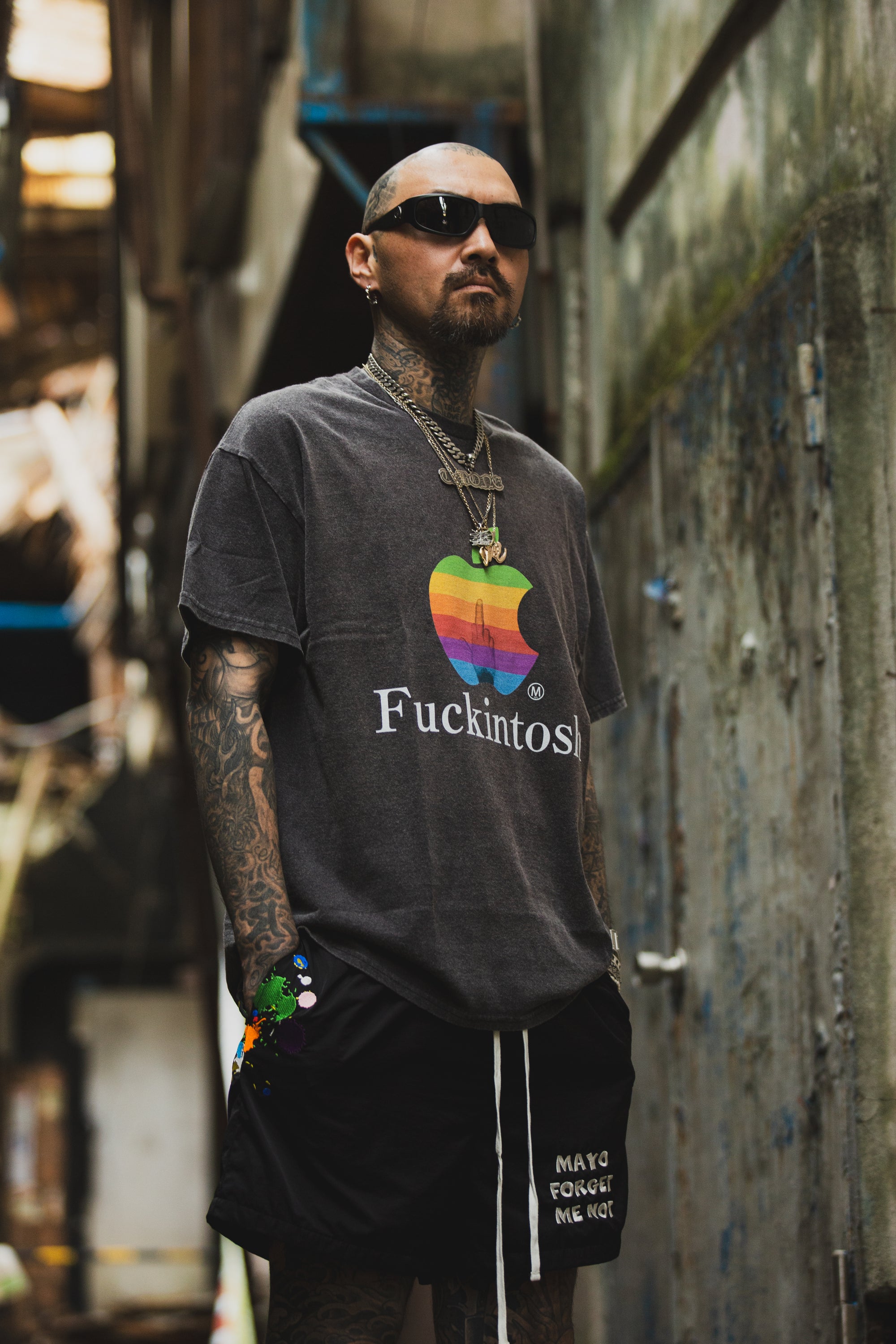 Fuckintosh Short Sleeve Tee - FADE BLACK