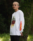 FIRE SKULL PRINT LONG SLEEVE TEE