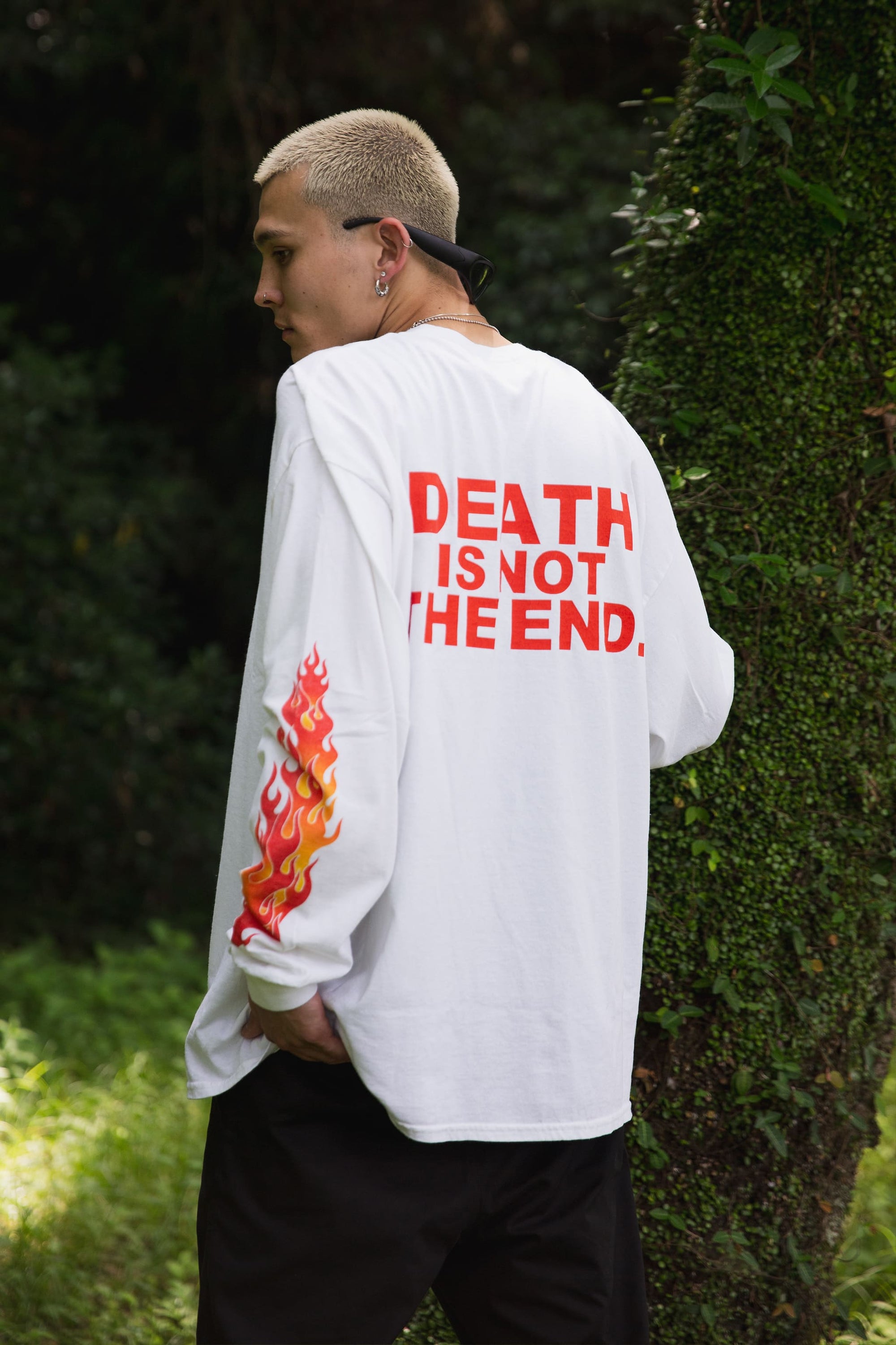 FIRE SKULL PRINT LONG SLEEVE TEE