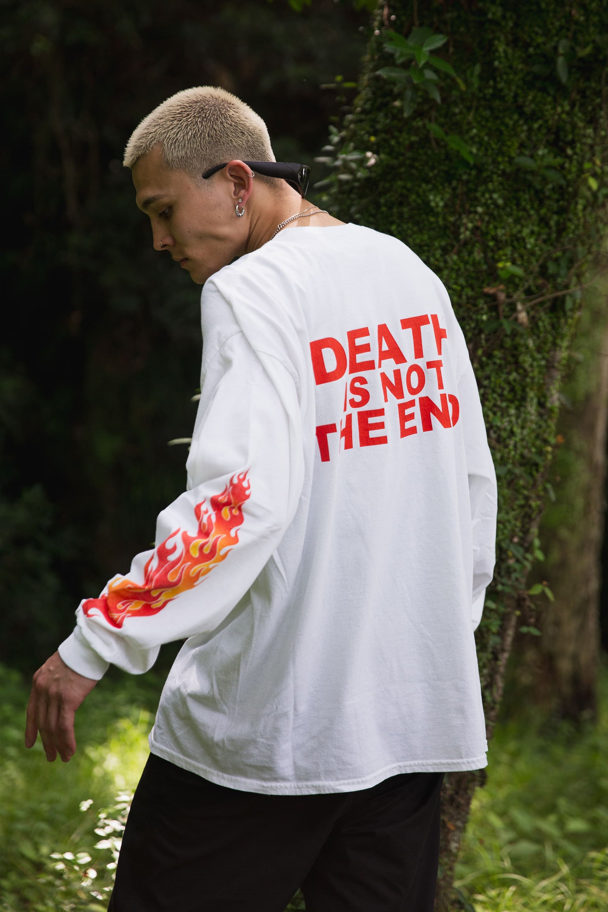 FIRE SKULL PRINT LONG SLEEVE TEE