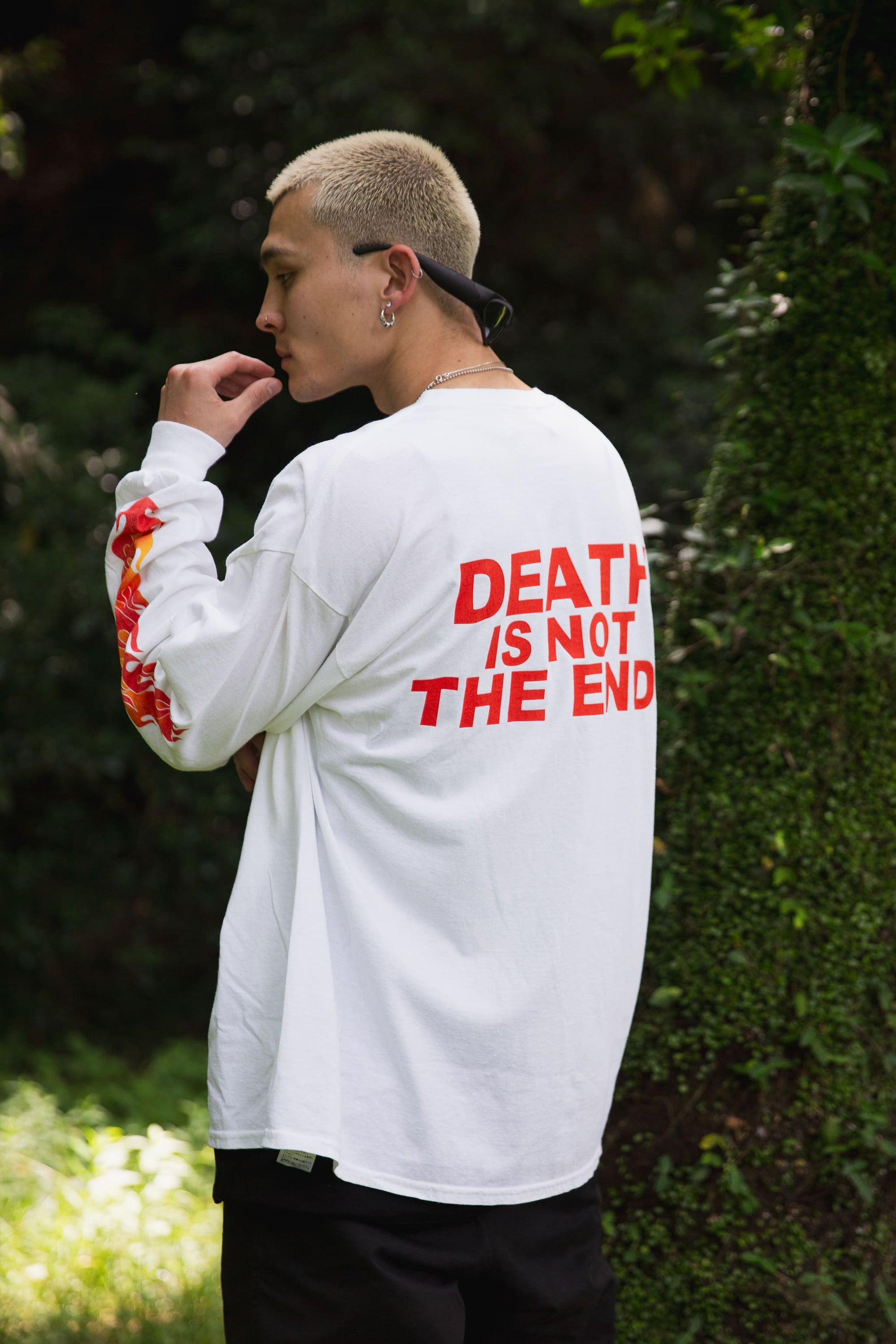 FIRE SKULL PRINT LONG SLEEVE TEE