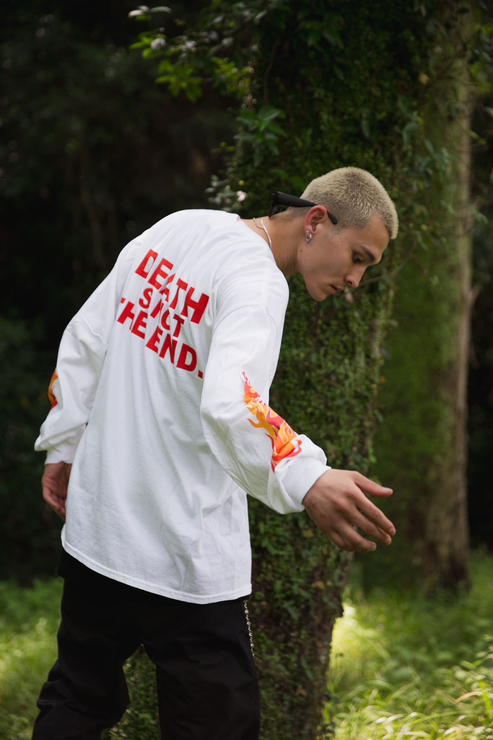 FIRE SKULL PRINT LONG SLEEVE TEE