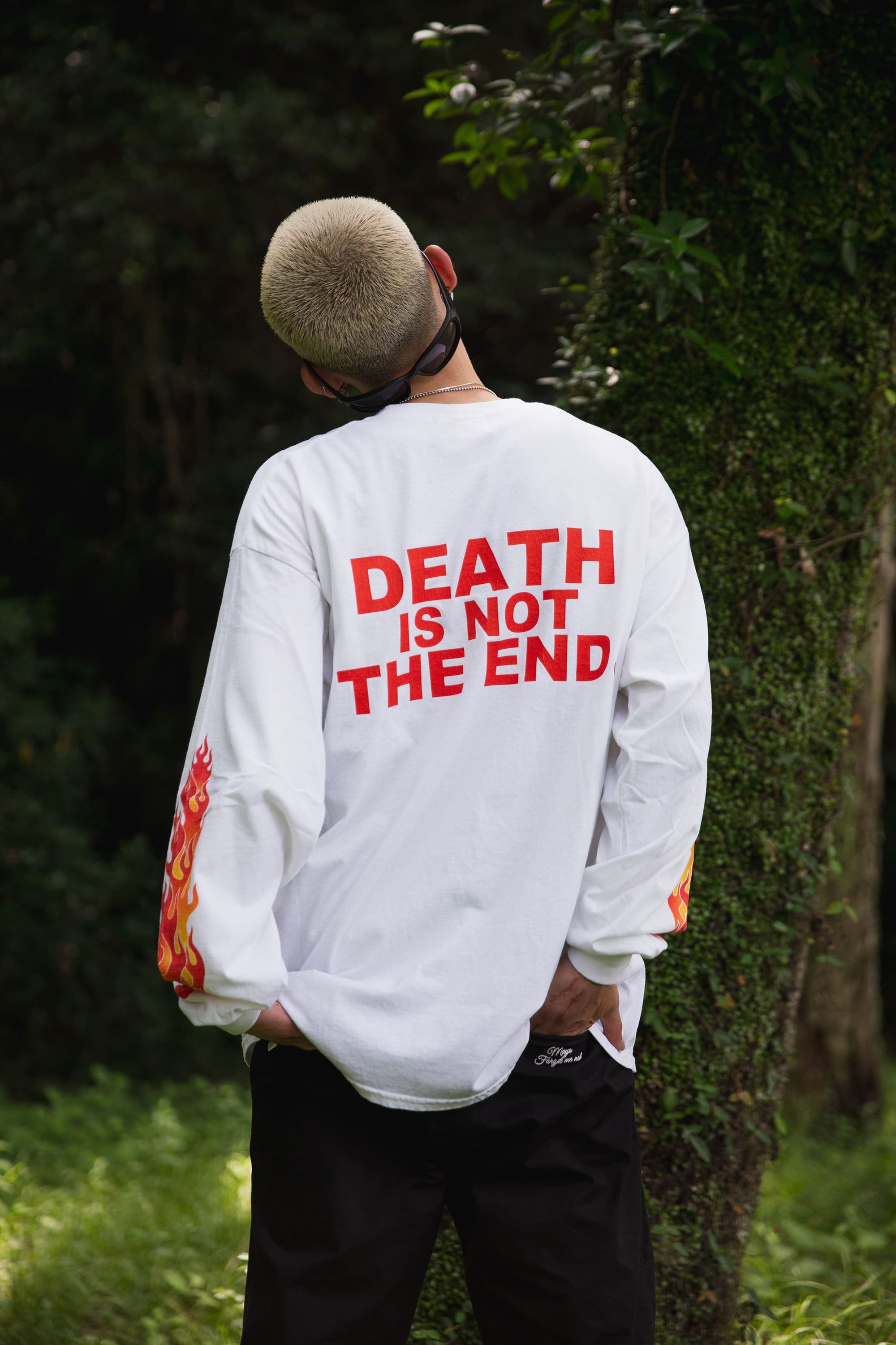 FIRE SKULL PRINT LONG SLEEVE TEE