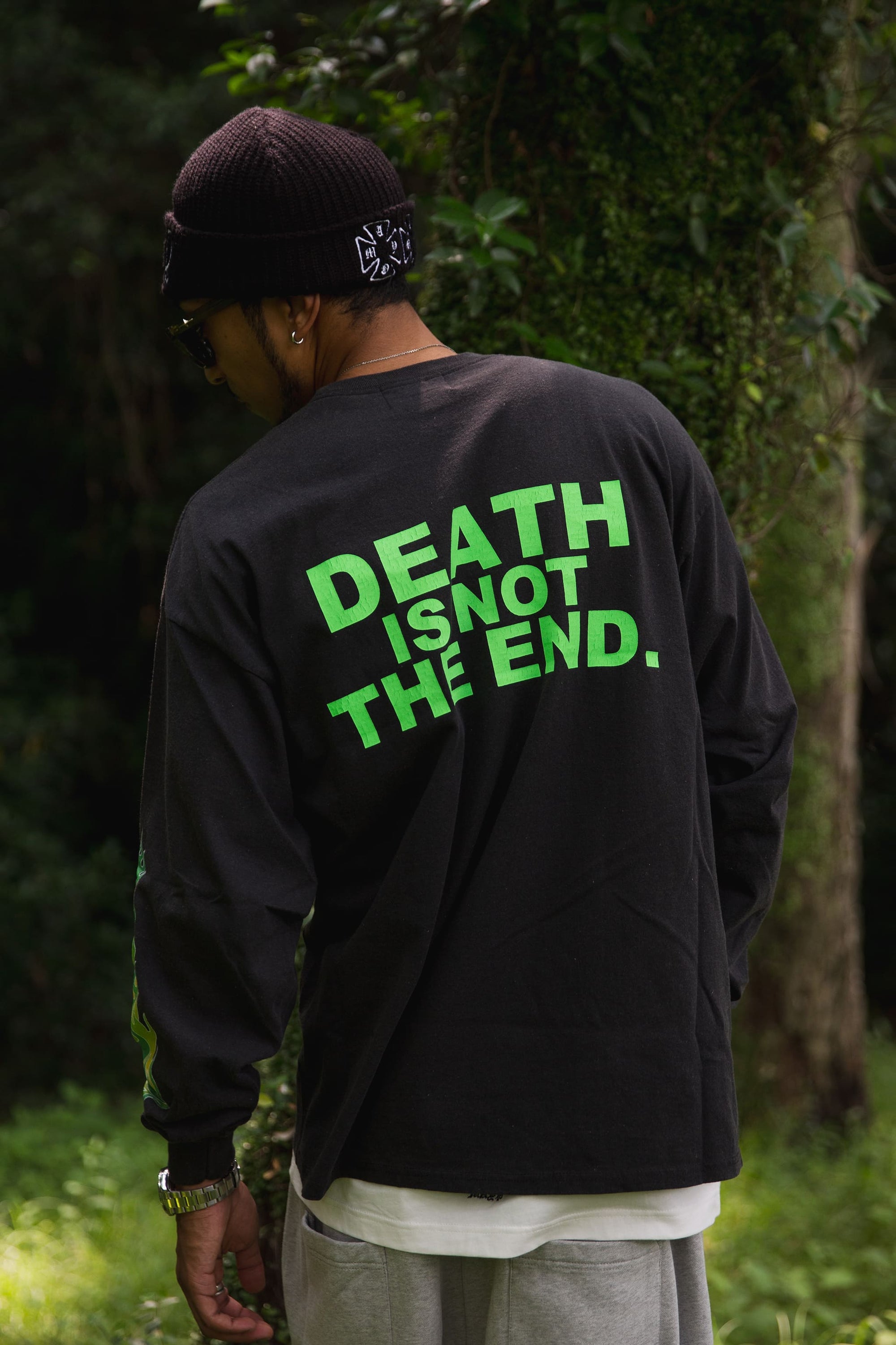 FIRE SKULL PRINT LONG SLEEVE TEE