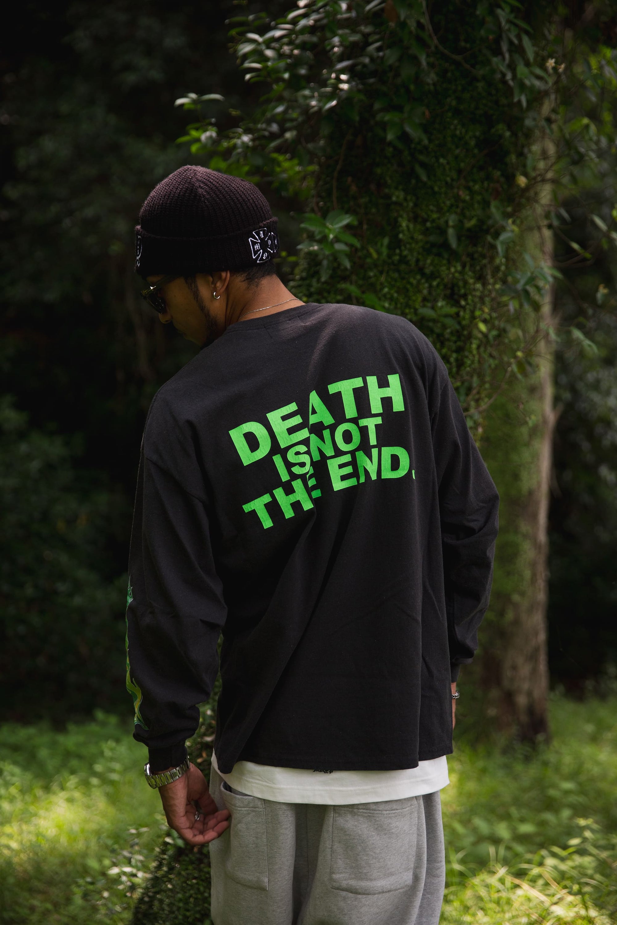 FIRE SKULL PRINT LONG SLEEVE TEE