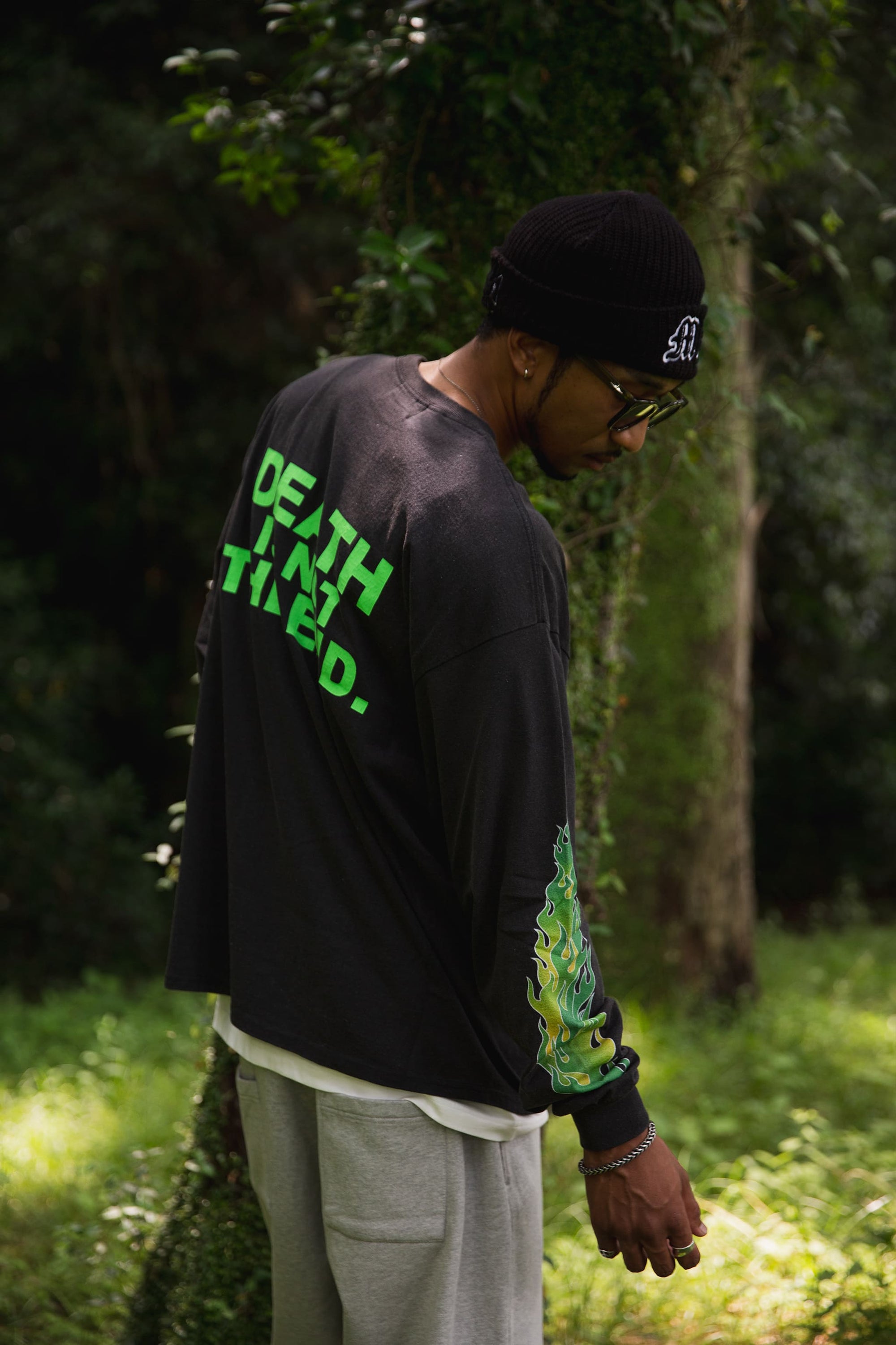 FIRE SKULL PRINT LONG SLEEVE TEE