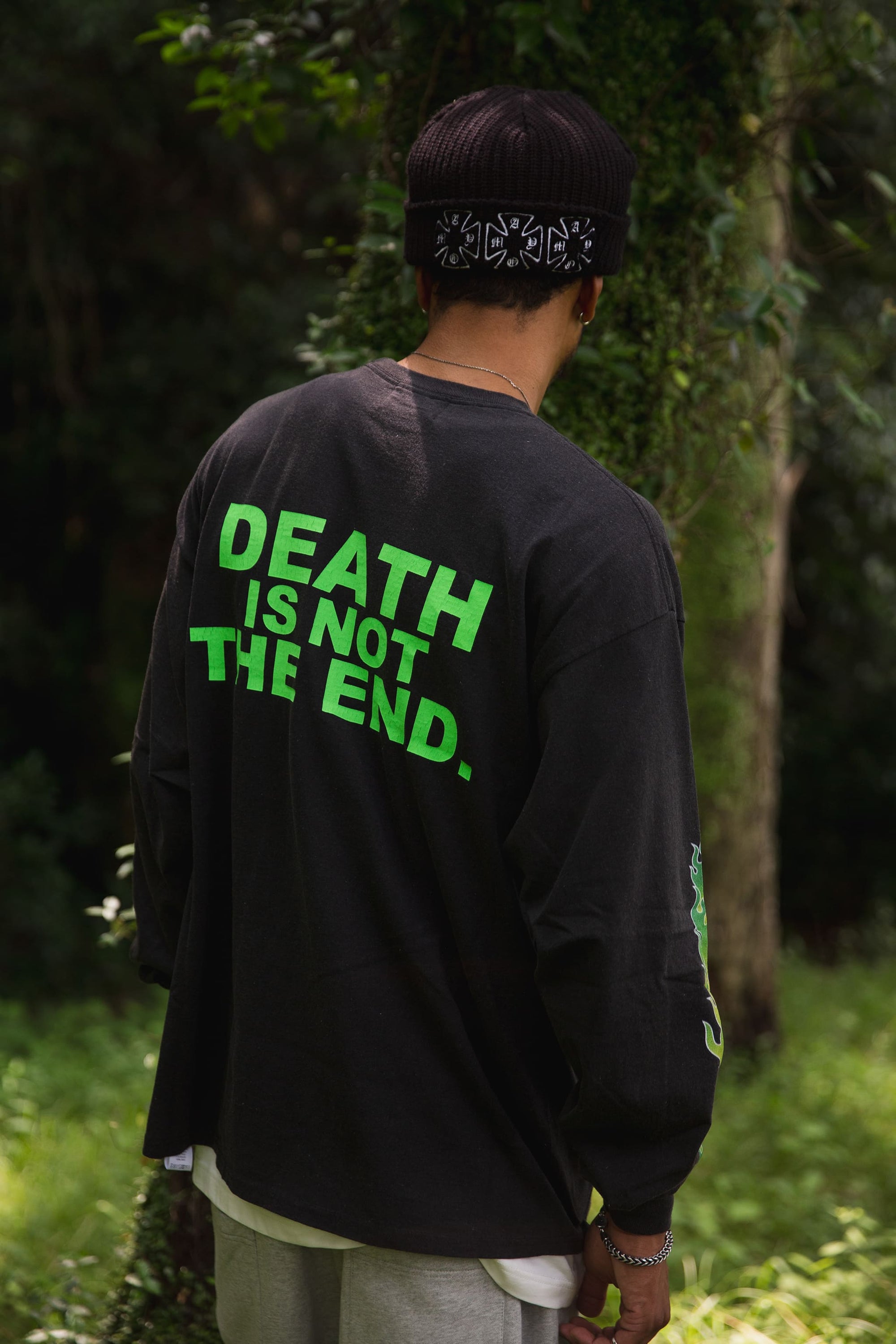 FIRE SKULL PRINT LONG SLEEVE TEE