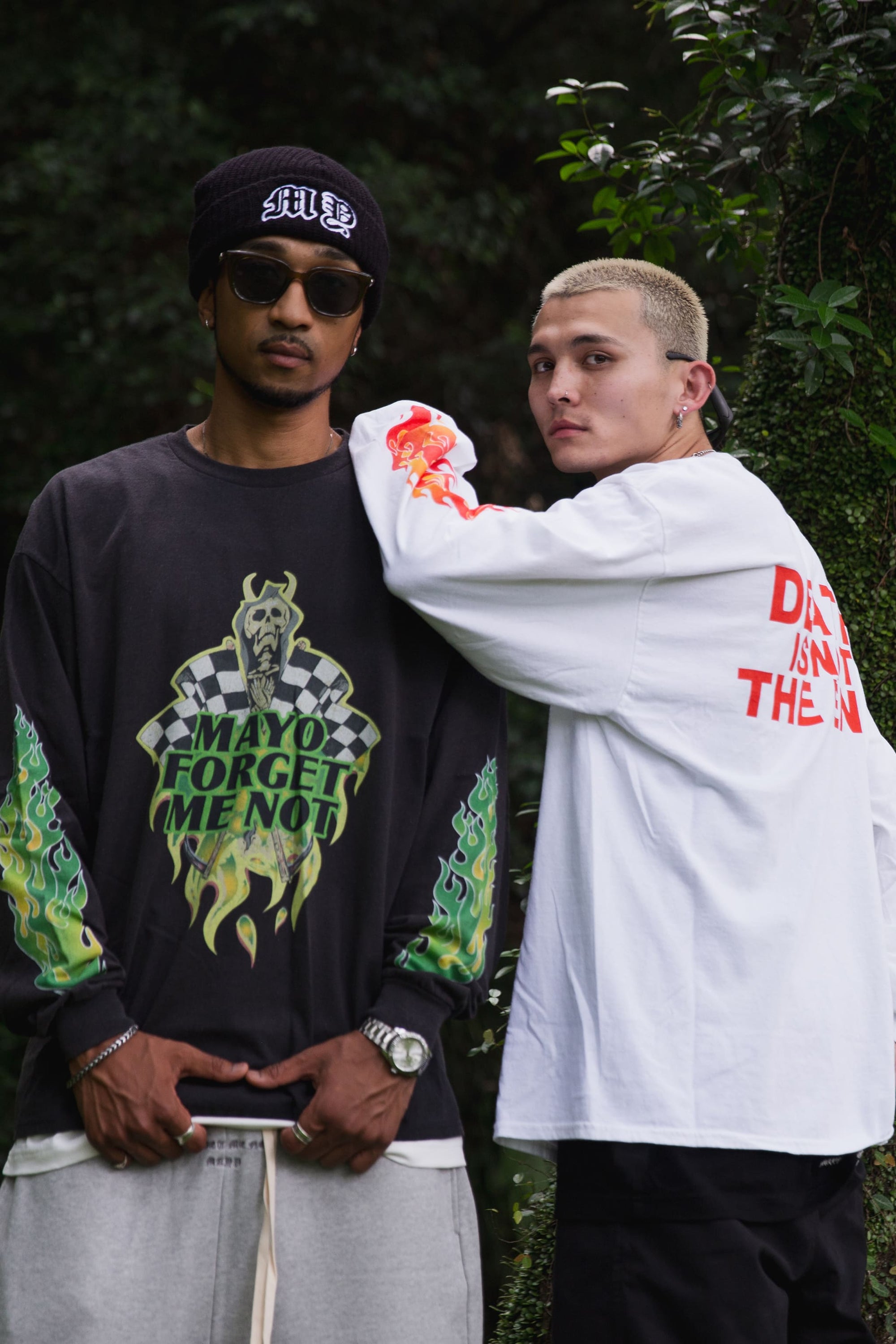 FIRE SKULL PRINT LONG SLEEVE TEE