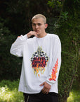 FIRE SKULL PRINT LONG SLEEVE TEE