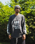 GOD CREATED PRINT LONG SLEEVE TEE - FADE BLACK