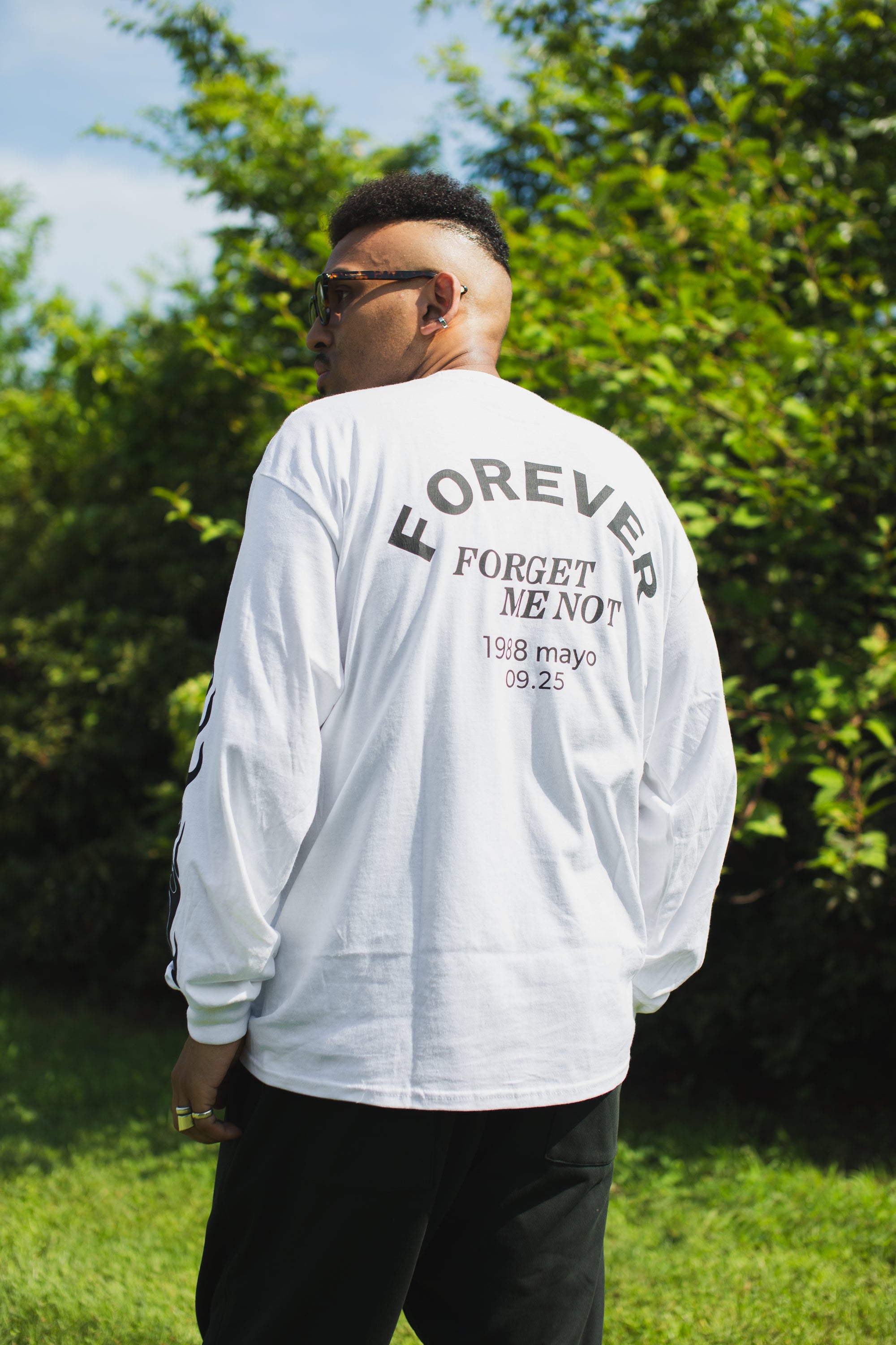 GOD CREATED PRINT LONG SLEEVE TEE - WHITE