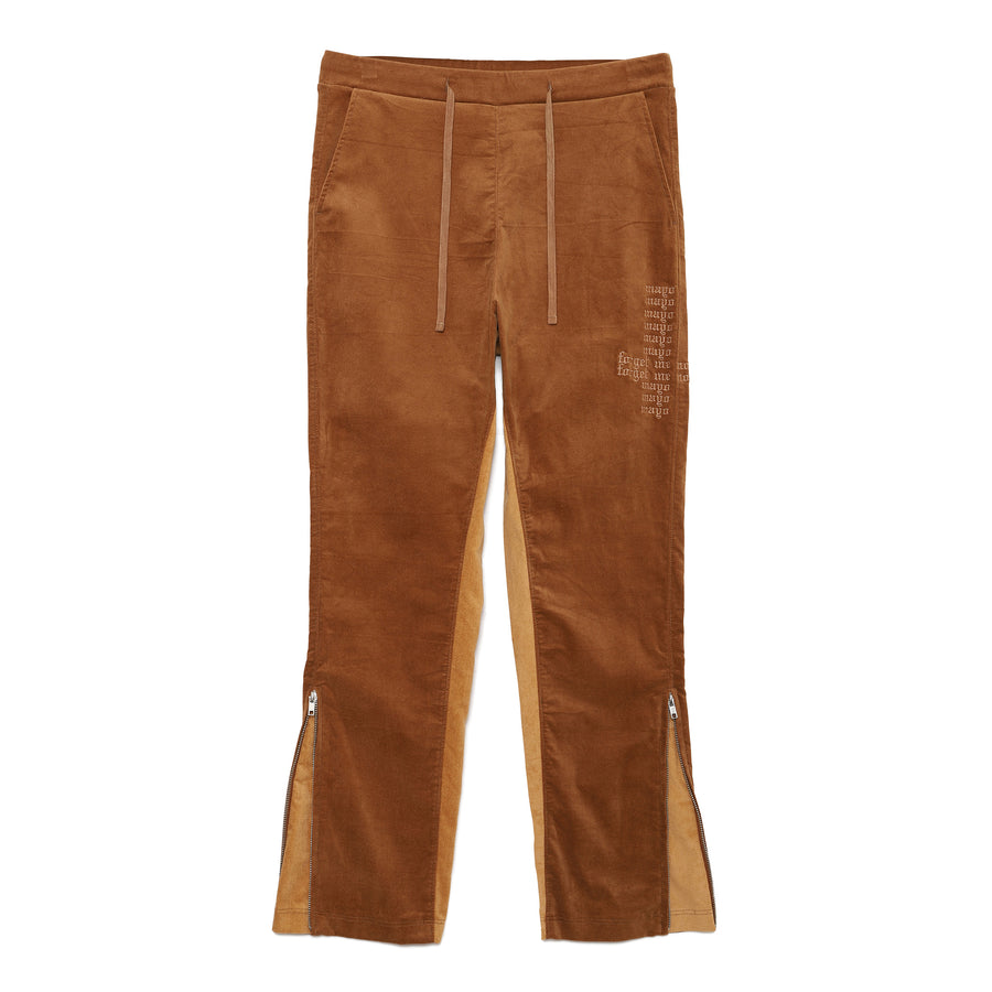 Forget me not embroidery LOUNGE PANTS - BROWN