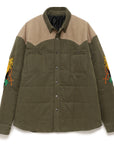 Embroidery Maria Shirt Jacket - OLIVE