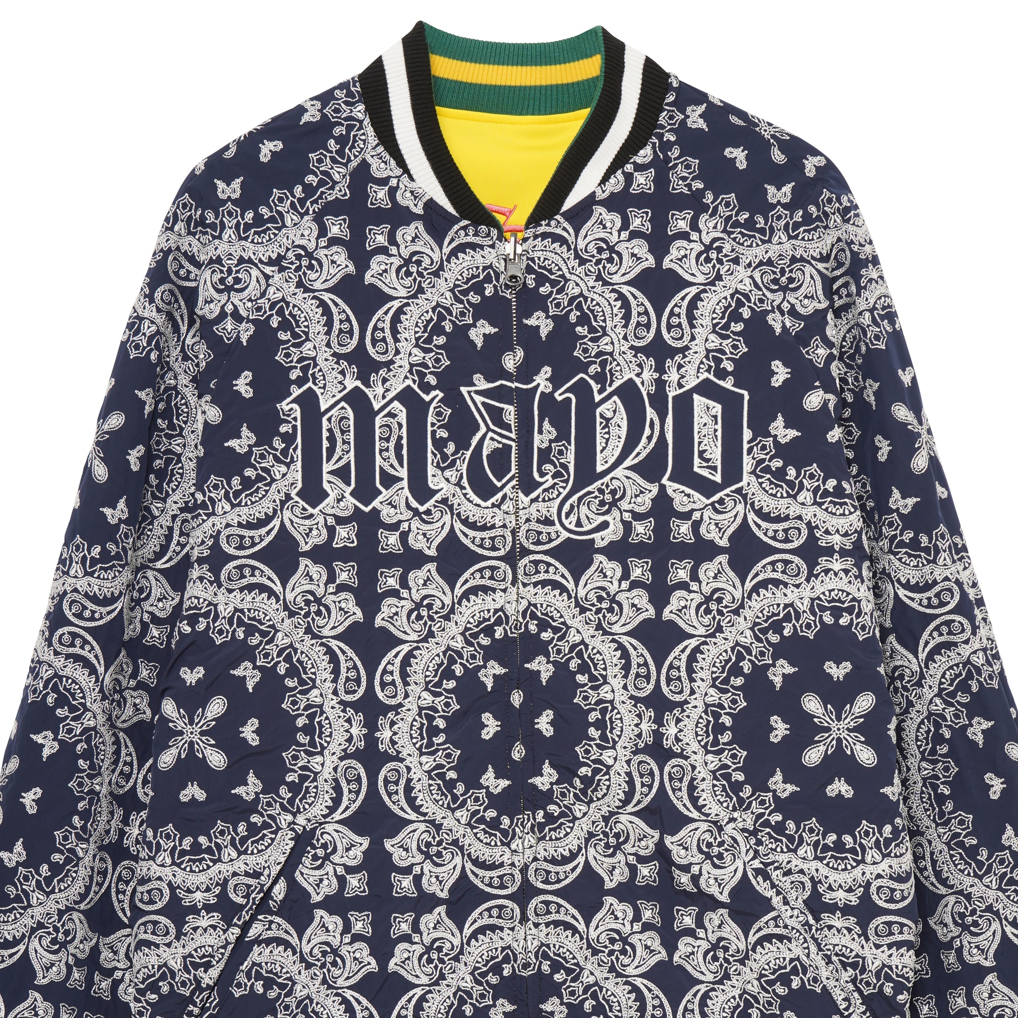 JESUS MAYO Paisley Embroidery Reversible Nylon Track Jacket - YELLOW×GREEN