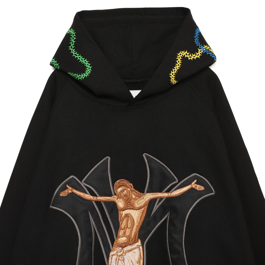 MAYO JESUS Embroidery Hoodie - BLACK