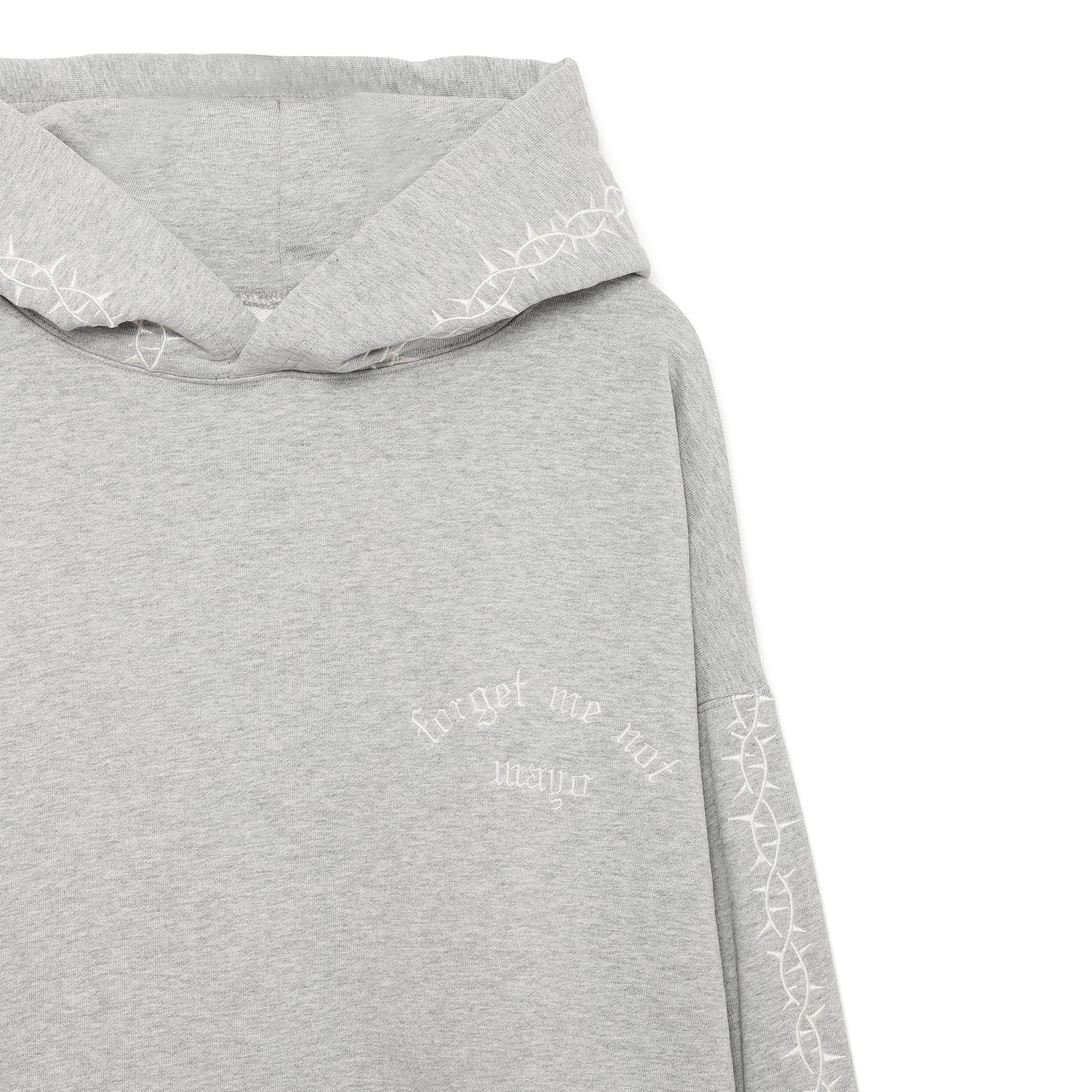 Forget me not embroidery HOODIE - GRAY