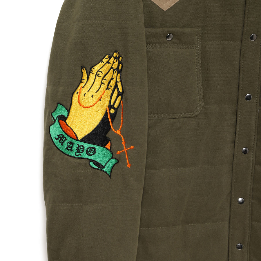 Embroidery Maria Shirt Jacket - OLIVE