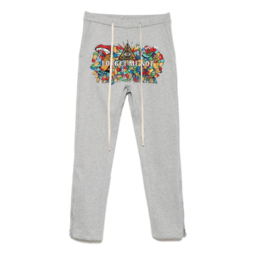 Forget Me Not Embroidery Lounge Sweat Pants - GRAY