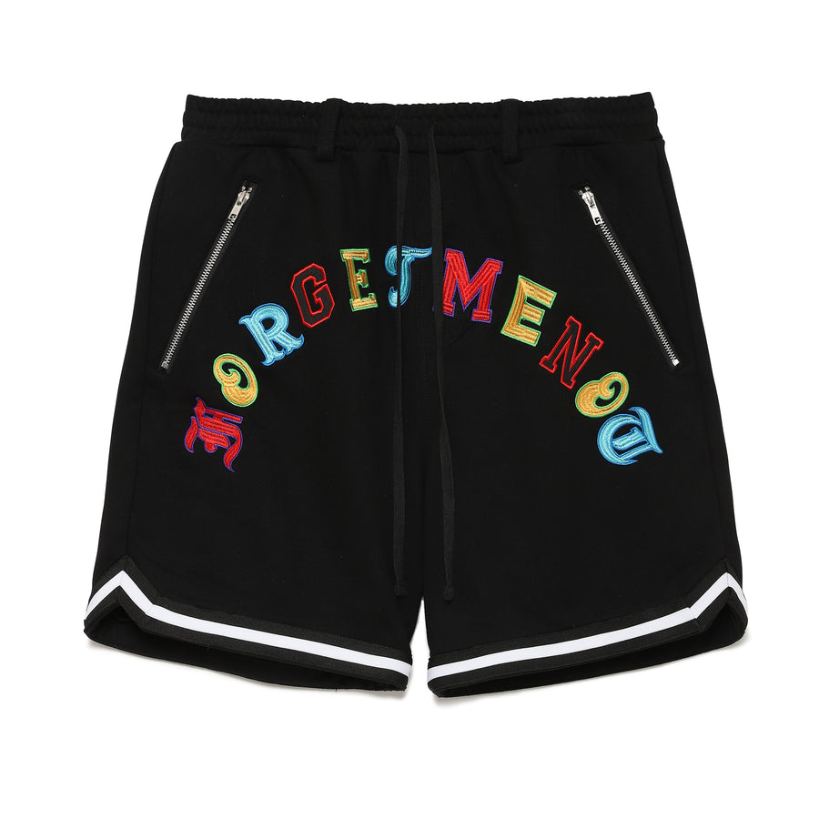 Forget Me Not Embroidery Sweat Shorts - BLACK