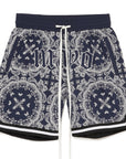 MAYO Paisley Embroidery Shorts - BLUE