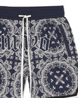 MAYO Paisley Embroidery Shorts - BLUE