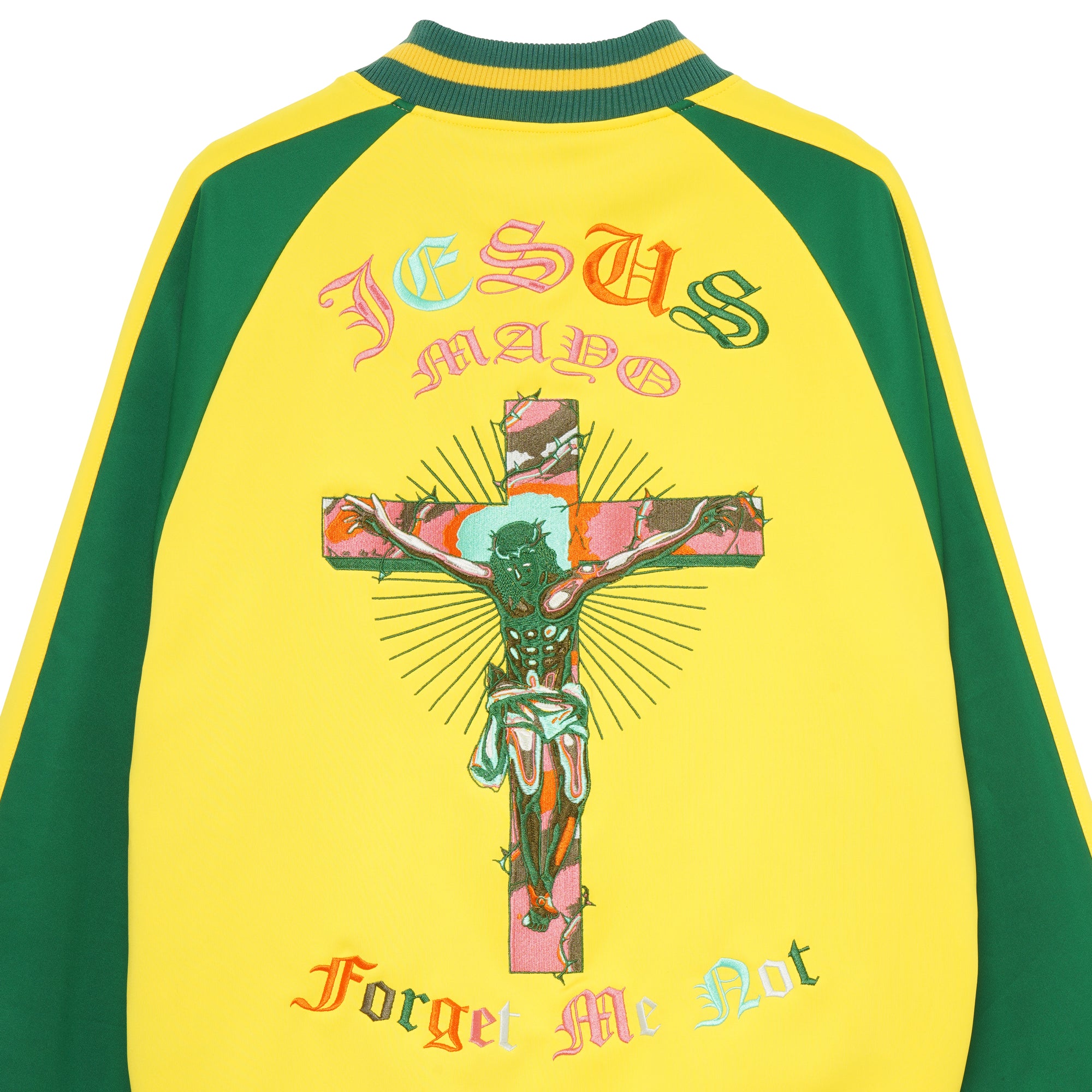 JESUS MAYO Paisley Embroidery Reversible Nylon Track Jacket - YELLOW×GREEN