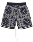 MAYO Paisley Embroidery Shorts - BLUE