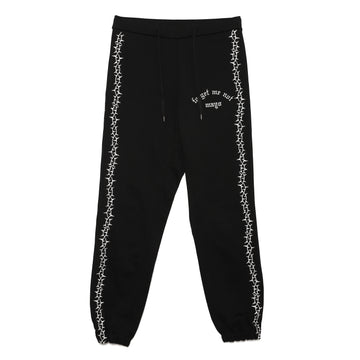 Forget me not embroidery SWEAT PANTS - BLACK