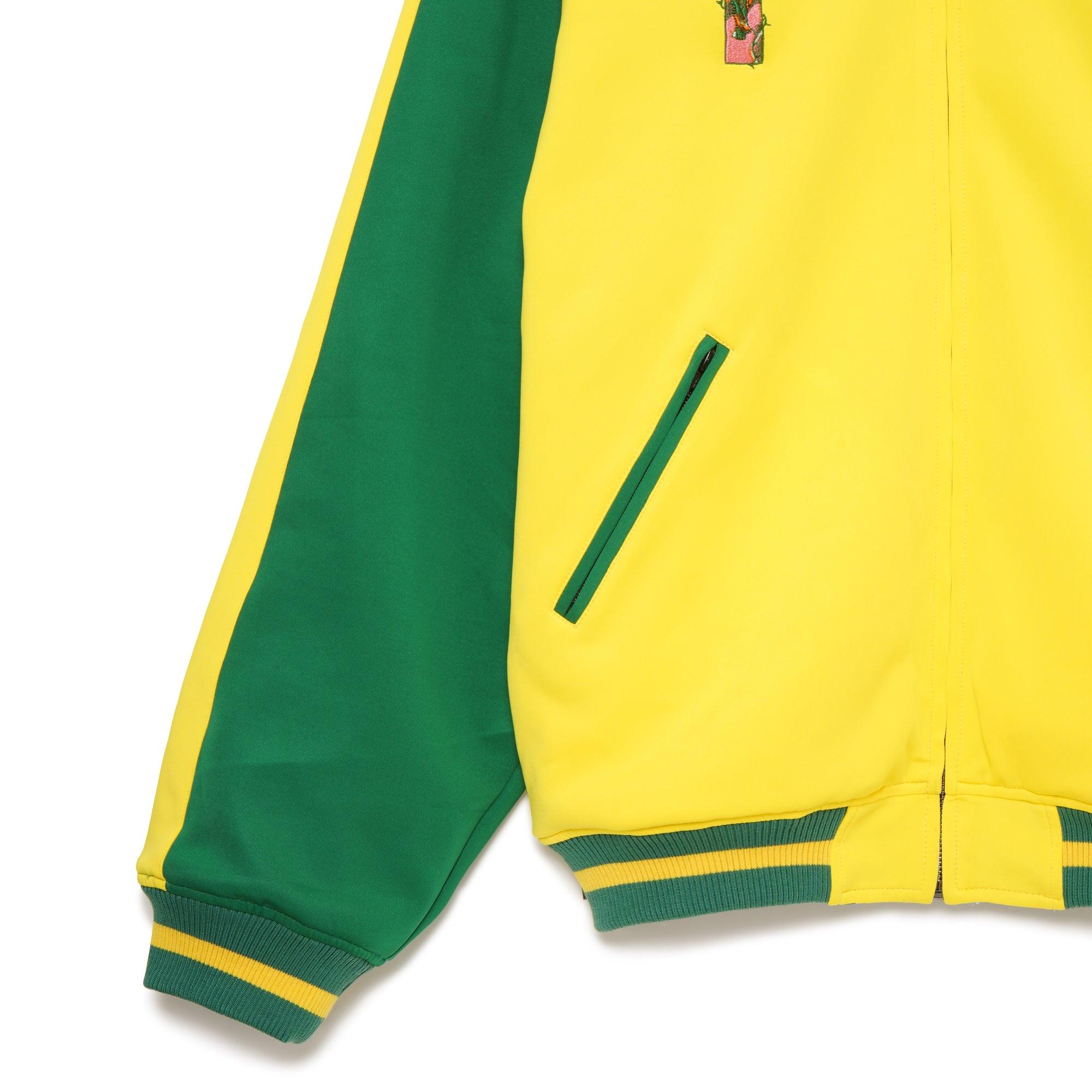 JESUS MAYO Paisley Embroidery Reversible Nylon Track Jacket - YELLOW×GREEN