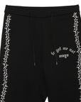 Forget me not embroidery SWEAT PANTS - BLACK