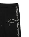 Forget me not embroidery SWEAT PANTS - BLACK