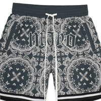 MAYO Paisley Embroidery Shorts - BLACK / BLUE / GREEN