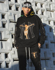 MAYO JESUS Embroidery Hoodie - BLACK